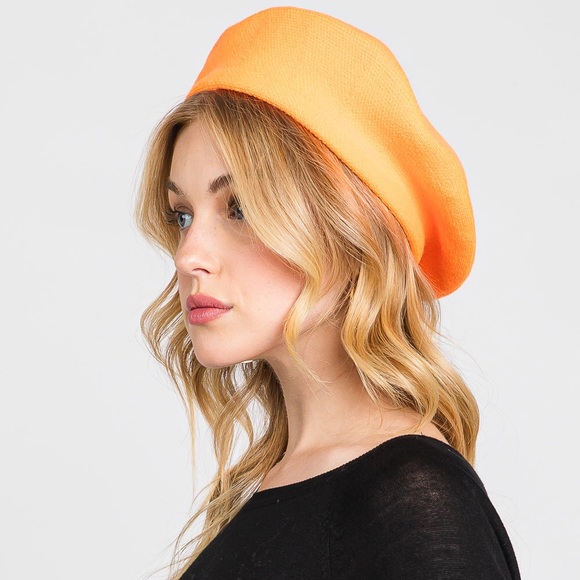 Neon Stretchy Solid French Beret Hat - Picture 12 of 13